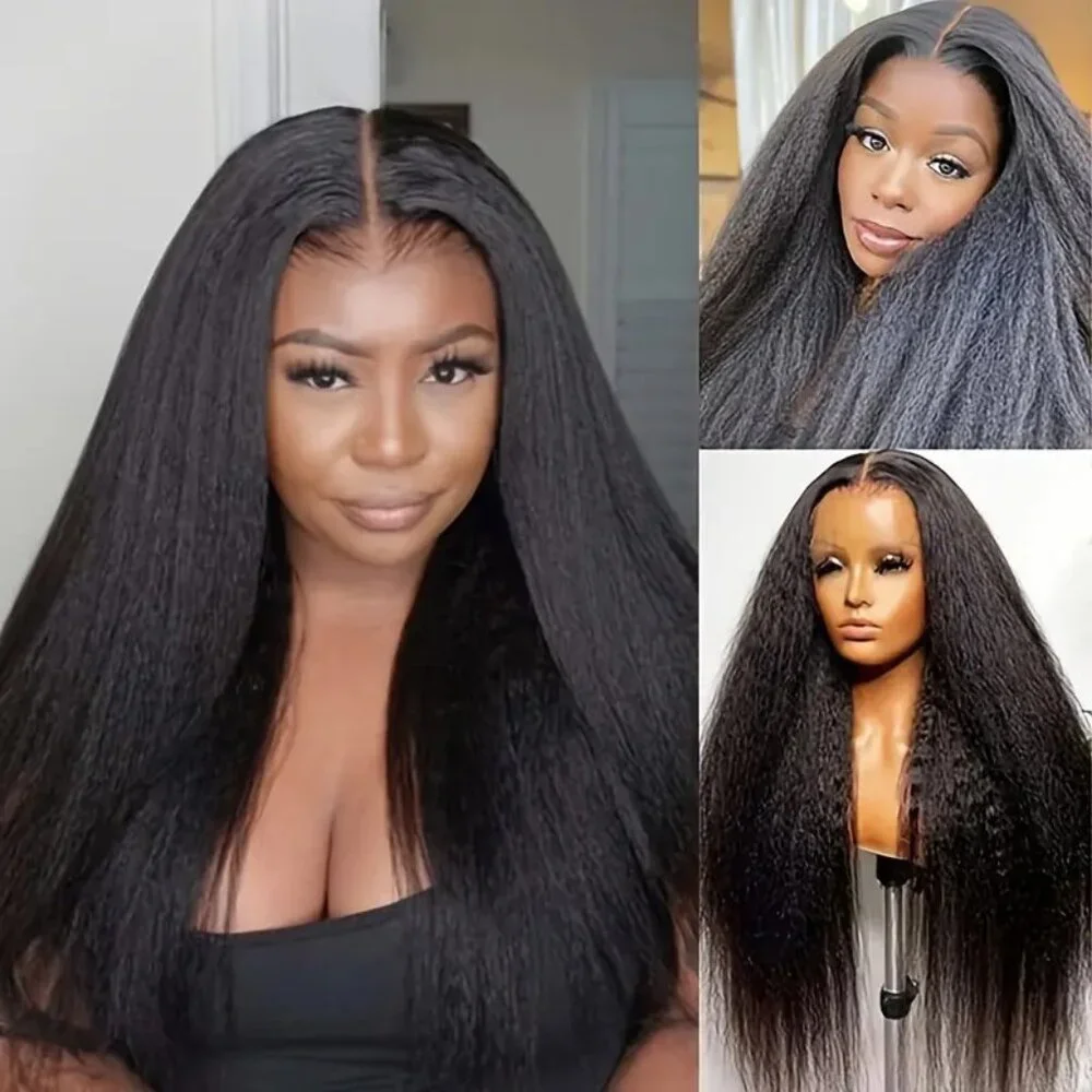 Elegant Synthetic ~24-26inch Long Kinky Straight Wig